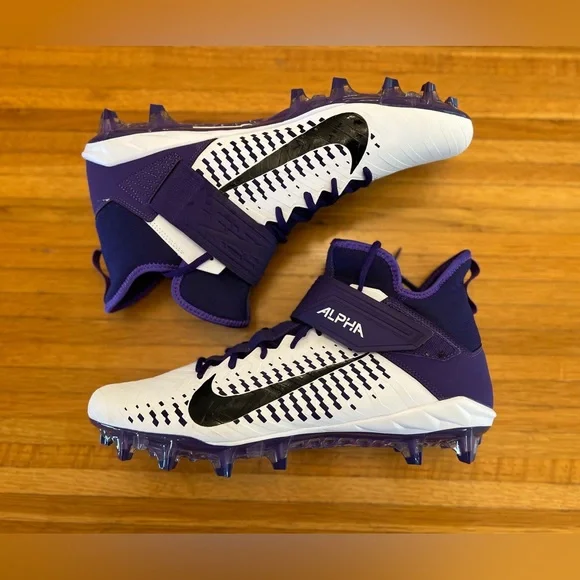 Size 15 New Nike Alpha Menace Pro 2 Football Cleats Purple White AQ3209-105